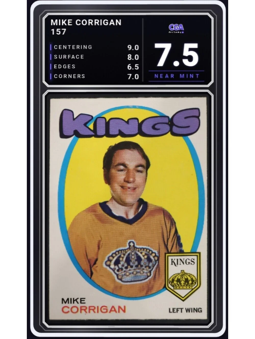 1971-72 O-Pee-Chee #157 Mike Corrigan Los Angeles Kings - CGA 7.5 Digital Grade